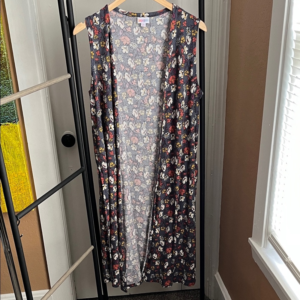 LuLaRoe Multicolor Floral Knit Maxi Vest